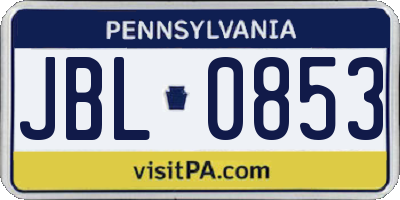PA license plate JBL0853