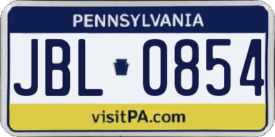 PA license plate JBL0854