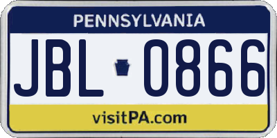 PA license plate JBL0866