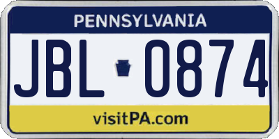 PA license plate JBL0874