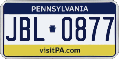 PA license plate JBL0877