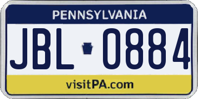 PA license plate JBL0884