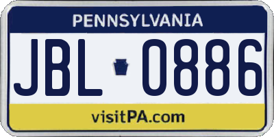 PA license plate JBL0886