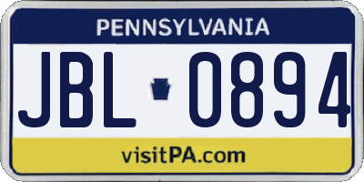 PA license plate JBL0894