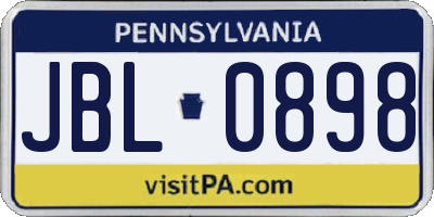 PA license plate JBL0898