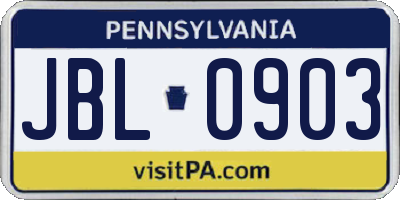 PA license plate JBL0903