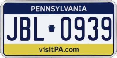 PA license plate JBL0939