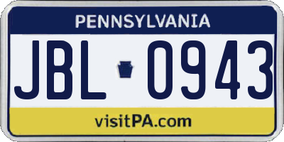 PA license plate JBL0943