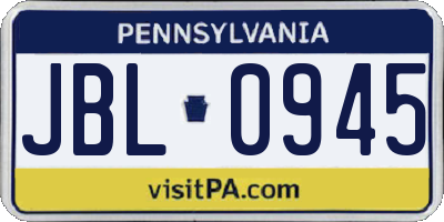 PA license plate JBL0945