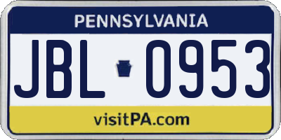 PA license plate JBL0953