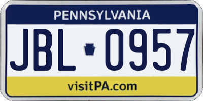 PA license plate JBL0957