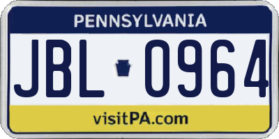 PA license plate JBL0964