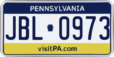 PA license plate JBL0973