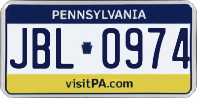 PA license plate JBL0974
