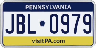 PA license plate JBL0979