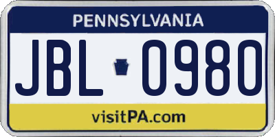 PA license plate JBL0980