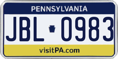 PA license plate JBL0983