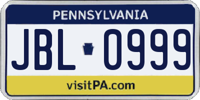 PA license plate JBL0999