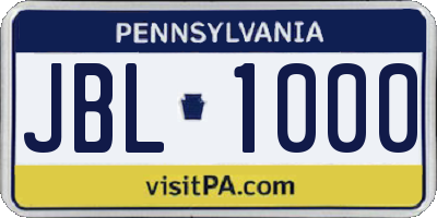 PA license plate JBL1000