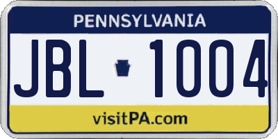 PA license plate JBL1004