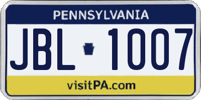 PA license plate JBL1007