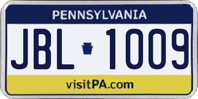 PA license plate JBL1009