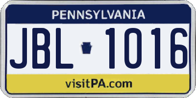 PA license plate JBL1016