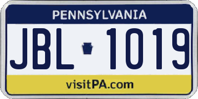 PA license plate JBL1019