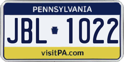 PA license plate JBL1022
