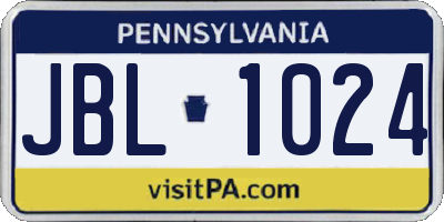 PA license plate JBL1024