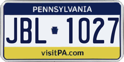 PA license plate JBL1027
