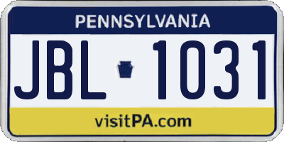 PA license plate JBL1031