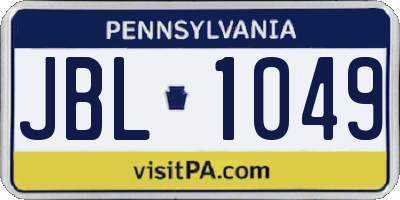 PA license plate JBL1049