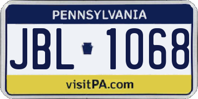 PA license plate JBL1068