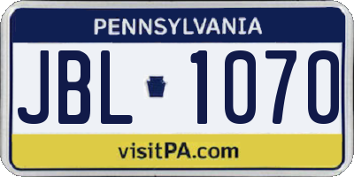 PA license plate JBL1070