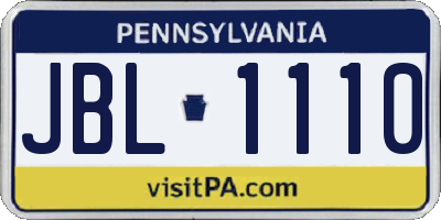 PA license plate JBL1110