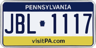 PA license plate JBL1117