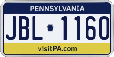 PA license plate JBL1160