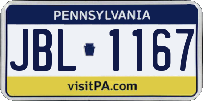 PA license plate JBL1167