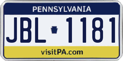 PA license plate JBL1181