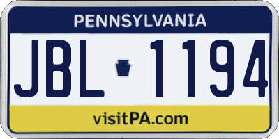 PA license plate JBL1194