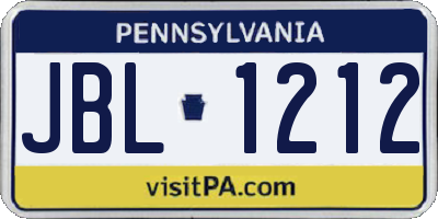 PA license plate JBL1212