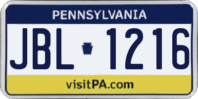 PA license plate JBL1216
