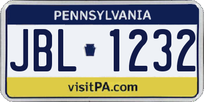 PA license plate JBL1232