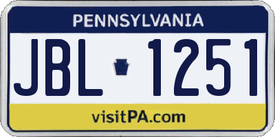 PA license plate JBL1251