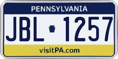 PA license plate JBL1257
