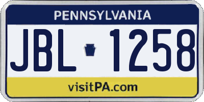 PA license plate JBL1258