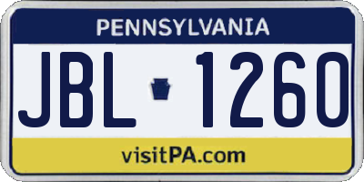 PA license plate JBL1260