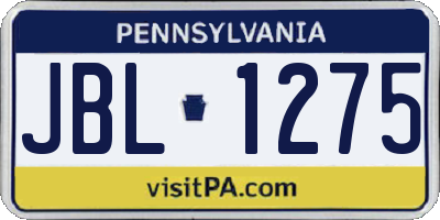 PA license plate JBL1275