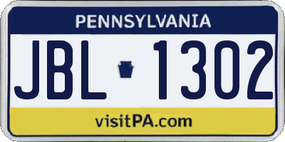 PA license plate JBL1302